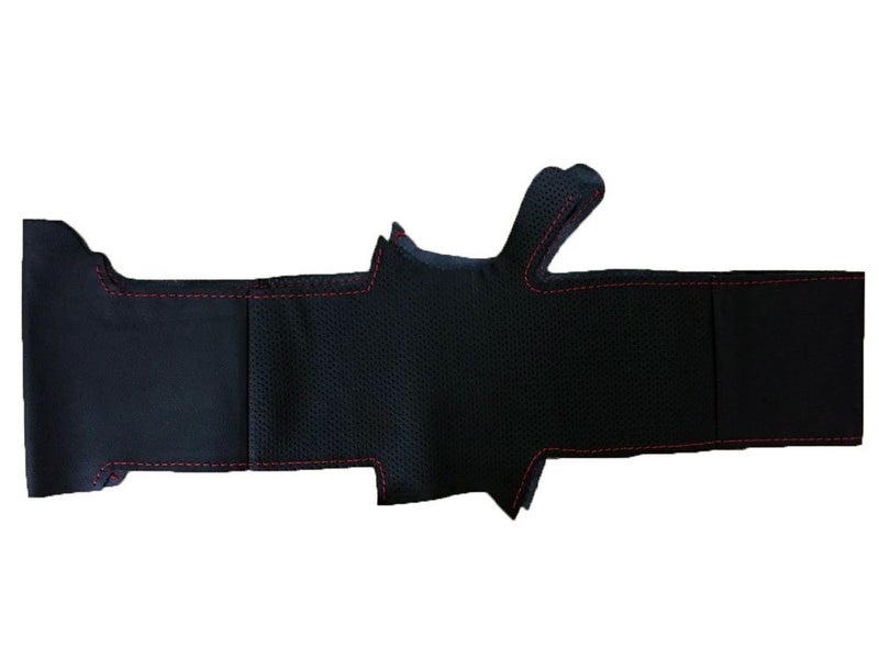 Eiseng DIY Sew Black Genuine Leather Steering Wheel Cover Stitch on Wrap for Honda Civic 2012 2013 2014 2015 Interior Accessories 13.5-14.5 inches (Red Thread) - Image 2